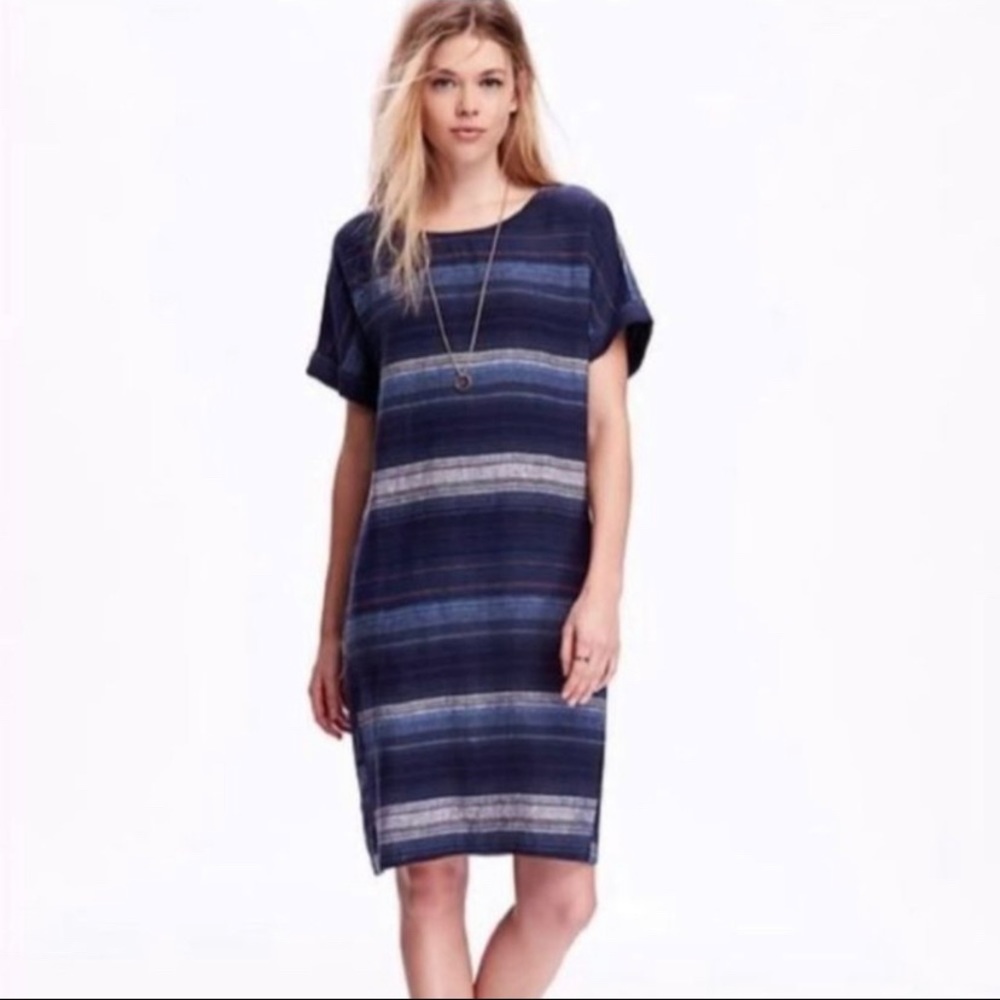 Old Navy Linen Blend Striped Tunic Dress Size Large